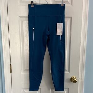 NWT Athleta Rainer Tight / High-Waisted Fleece Lined Leggings with zippered side